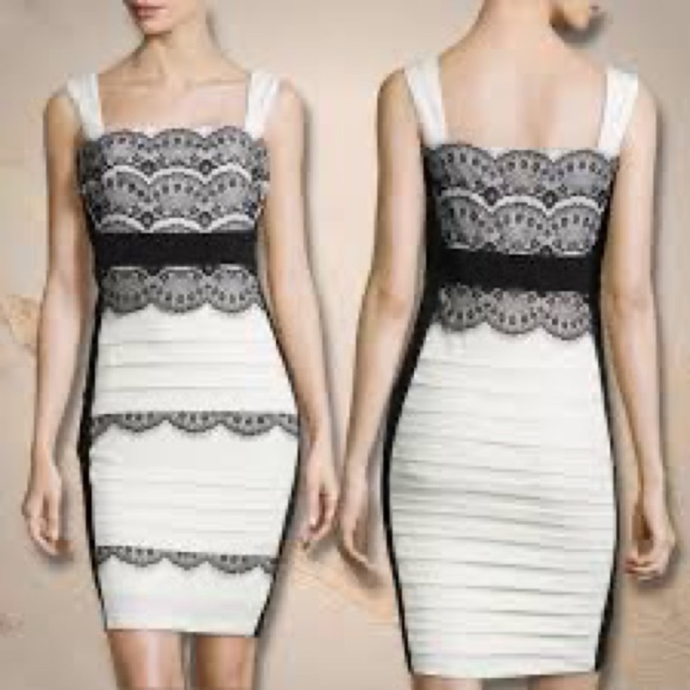 Jax Ivory & Black Lace Cocktail Dress